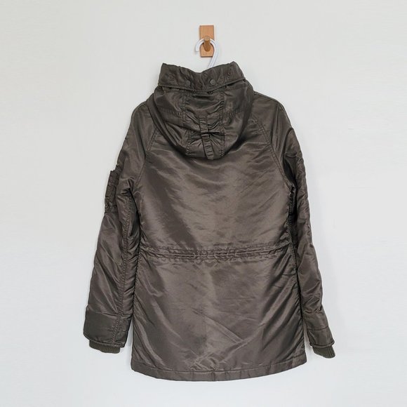 MOUSSY Military Line - Hooded Parka w Detachable Leopard Print Lining - Size 2 - Picture 3 of 16